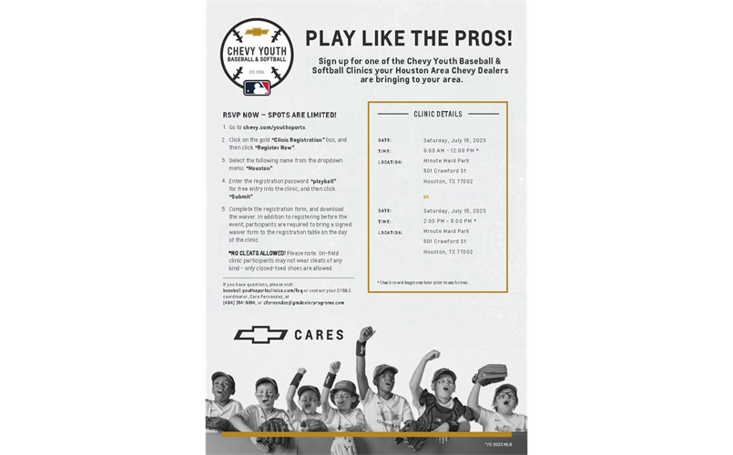 Chevy Youth Baseball Clinic